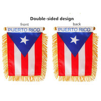 Drapeau de voiture double face personnalisé de taille réduite de Porto Rico, imprimé numériquement, à suspendre sur la vitre, effet miroir