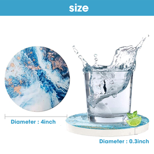 Decoración de mesa 6 uds bebidas absorbentes tazas sublimación cerámica mármol piedra estilo coche posavasos con soporte - Product Image 2