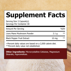 Small MOQ Natural Lion's Mane Capsules 2100mg Boost Focus Mushroom Capsules with Black Pepper Extract Support Brain Health - Product Image 2