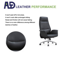 Chaise de bureau ergonomique moderne en cuir, chaise de direction à dossier haut pivotante, chaise d'ordinateur réglable et inclinable, base chromée