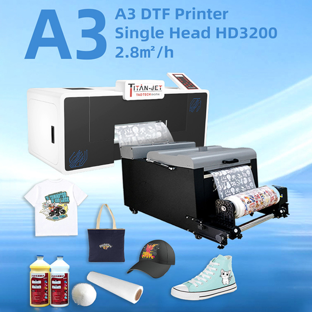 Impressora Factory Custom 2.8㎡/h High Speed A3 DTF Single HD3200 Printhead Printing Machine Printer With PET Film Powder Shaker