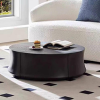Table basse ronde contemporaine en bois noir pour hôtel et salon