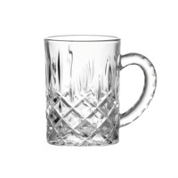 Chope à bière en verre taillé diamant et à motif d'hameçon vertical de 200 ml, chope vintage en cristal gaufré avec poignée pour bière, café, jus et décoration de bar