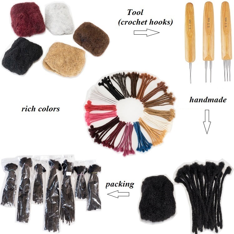 Good Quality Brazilian Straight Afro Kinky Curly Natural Color Dreadlocks Hair for Black Men Braiding Detail Section 8