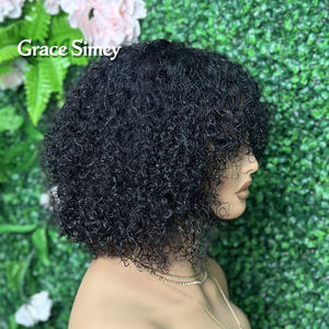 Pixie ricce parrucche NON in pizzo brasiliano capelli frontali allineati <span class=keywords><strong>Afro</strong></span> ricciolo naturale capelli umani parrucche - Product Image 4