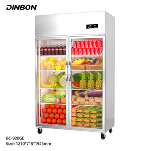 Réfrigérateur commercial à porte vitrée en acier inoxydable, classe énergétique 1, congélateur de présentation pour cuisine, refroidisseur vertical - Product Image 1