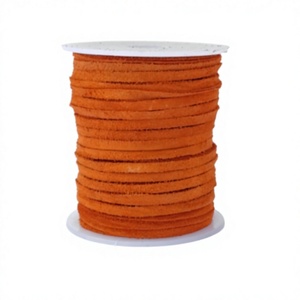 Cordon en cuir suédé orange 5 mm en rouleau pour la fabrication de bracelets, composants de bijouterie artisanale - Product Image 1