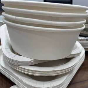 Disposable round paper bowl without lid