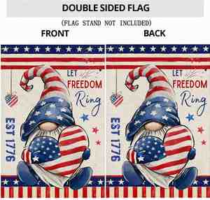 ธงสวนรูปคนแคระอเมริกัน ดีไซน์ใหม่ ผ้ากระสอบ ตกแต่งต้อนรับทั้งภายนอกและภายใน สำหรับวันประกาศอิสรภาพ พิมพ์ลายดิจิทัล - Product Image 3