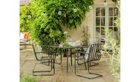 AJUNION Mobilier d'extérieur 4 places en métal et acier Ensemble de jardin Table carrée Ensemble de salle à manger et de patio
