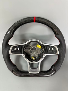 พวงมาลัยหนังแท้แบบกำหนดเองสำหรับรถยนต์ <span class=keywords><strong>Volkswagen</strong></span> Golf 7 MK7 Mk7.5 GTI Scirocco <span class=keywords><strong>Polo</strong></span> GTS <span class=keywords><strong>R</strong></span> <span class=keywords><strong>Line</strong></span> JETTA ปี 2014-2017 - Product Image 3