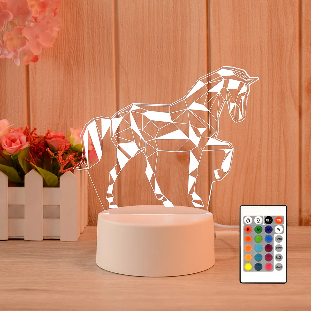 Wholesale acrylic led base love gift 3d night light with remote control small night light lamp for kids