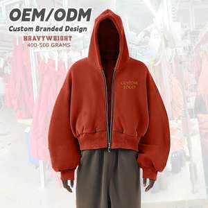 थोक अनुकूलन योग्य हुडी सेट प्रीमियम 500 जीएसएम कपास ड्रॉप कंधे के बॉक्सी बड़े आकार के स्ट्रीटवियर को पुरुषों के लिए जिप अप - Product Image 1