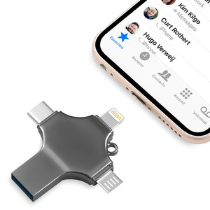 แฟลชไดรฟ์โลหะ 4 in 1 ยอดนิยม USB 3.0 ความจุ 8GB-256GB ความเร็วสูง สำหรับ <span class=keywords><strong>iPhone</strong></span> Android ถ่ายโอนข้อมูลเร็ว OTG - Product Image 6