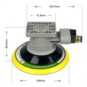 Garsure 6inch 150mm 12, 000 vòng/phút không chân không quỹ đạo 5mm tự động thao tác Sander khí nén không khí Sander với cánh tay robot - Product Image 5