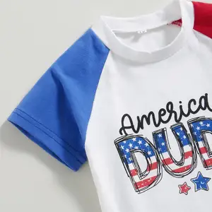 Conjunto del Día DE LA Independencia para niño, conjunto de camisa del 4 de julio, Top de manga corta para recién nacido, pantalones cortos, ropa Patriótica para bebés pequeños