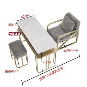 Ensemble professionnel de table et de chaise de manucure grise, un ensemble complet de mobilier de salon avec rangement, port USB, aspirateur - Product Image 4