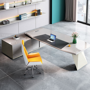 Scrivania Direzionale a L di Design Moderno, Facile da Montare, Set Scrivania e Sedia per <span class=keywords><strong>Ufficio</strong></span> CEO, Scrivania Esecutiva - Product Image 5