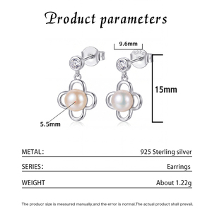 Élégantes boucles d'oreilles clous en argent S925 avec perles d'eau douce et zircon, motif fleur de soleil, bijoux pour femme, cadeau de mariage ou de mariée - Product Image 6