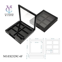 Boîtier compact carré en plastique ABS recyclé pour cosmétiques, 6 couleurs, pour poudre et blush, emballage personnalisable avec logo, conteneur vide pour palette de fards à paupières