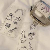 Dompet Koin Wanita Transparan PVC Minimalis Gaya Instagram dengan Jepitan Besi Anti Air, Tempat Headphone, Dompet Kecil untuk Sehari-hari