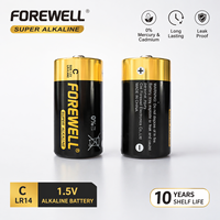 FOREWELL Pile alcaline super puissante 1,5 V C LR14 8000 mAh 12 Wh fiable pour télécommandes, audio professionnel et jouets électroniques