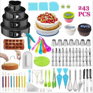 Meilleures ventes : Ensemble de décoration de gâteaux écologique avec plaque de cuisson et support, plateau tournant en plastique, 243 pièces - Product Image 1