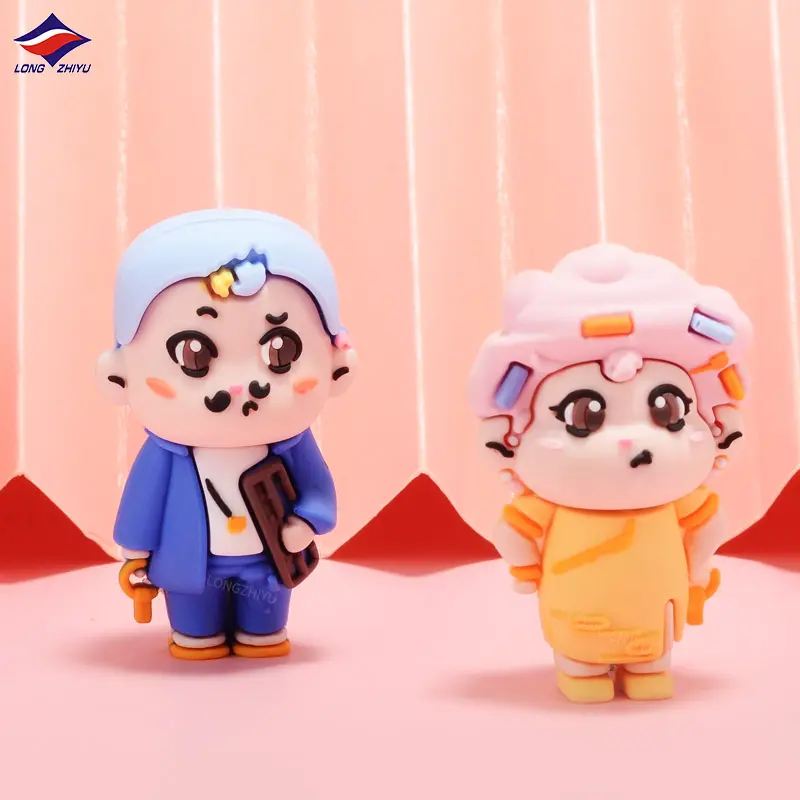 Longzhiyu 17 Anos Fábrica Personalizado Dos Desenhos Animados 3D PVC Estatueta Casal Bonito Caráter Borracha Artesanato Boneca Brinquedos