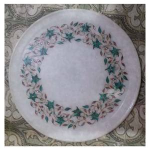 White marble Inlay Plate For Home Decorative - Product Image 1