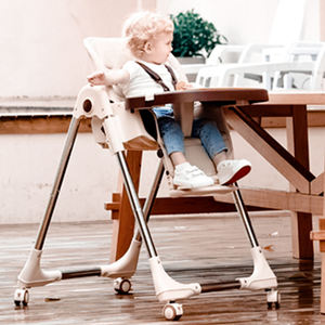 كرسي مرتفع لتغذية الأطفال 3 في 1، كرسي إطعام للأطفال بعجلات، كرسي فاخر بظهر مرتفع لإطعام الأطفال - Product Image 4