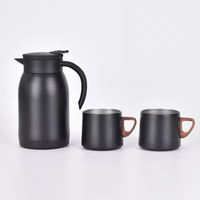 Gobelet à café isotherme en acier inoxydable 18/8 de 400 ml avec couvercle en bambou et porte-gobelet en bambou, idéal comme cadeau d'affaires