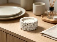Porte-bougie artisanal en marbre naturel et fer, disponible en version simple ou en ensemble, pour la décoration de table à la maison, à l'hôtel - Anniversaire, mariage, Noël