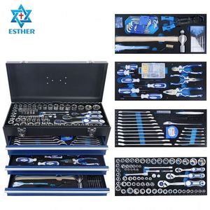 Ensemble d'outils de 408 pièces avec armoire à 3 tiroirs coulissants, cliquet à 72 dents, <span class=keywords><strong>kit</strong></span> d'outils mécaniques pour la réparation automobile, pour <span class=keywords><strong>garage</strong></span> et atelier - Product Image 2