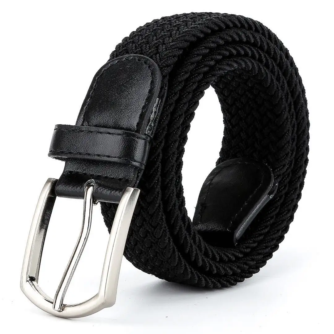 Braided Belts Custom Men Elastic Stretch Belt Polyester Knitted Elastic Braided Rope Fabric Belt