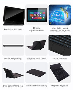 Haute qualité 10.1 pouces ordinateur portable 2 en 1 Windows 11 12 Go + 256 Go écran tactile Wifi tablette PC pour l'étude d'affaires - Product Image 5