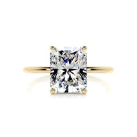 Bague de fiançailles solitaire en or jaune 14 carats avec diamant de laboratoire taille coussin de 4 carats, best-seller