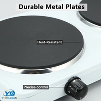 Plaque de cuisson électrique en fonte Yongqian 2500W, double brûleur 1500W+1000W, contrôle thermostatique 5 niveaux
