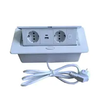 Muebles de fábrica, mesa de conferencia, escritorio abatible oculto, 2 tomas de corriente de la UE, 1 puerto de USB-A y 1 toma de corriente de puerto de USB-C con interruptor