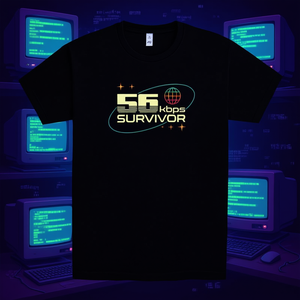T-shirt Survivor da 56 Kbps, design nero retrò Internet, taglia unisex per adulti - Product Image 3
