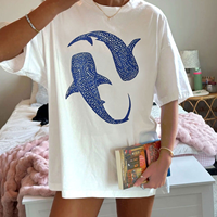 Nouveau T-shirt d'été pour femme 100 % coton à imprimé animal, coupe décontractée, manches courtes, 220g tissé