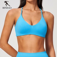 Soutien-gorge de sport sans couture, coupe ajustée, fines bretelles en Y, séchage rapide, respirant, pour yoga et fitness, dos élégant