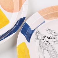 Assiettes en papier jetables avec impression kangourou personnalisées Serviettes élégantes et élégantes pour les occasions spéciales Kits de fournitures de fête
