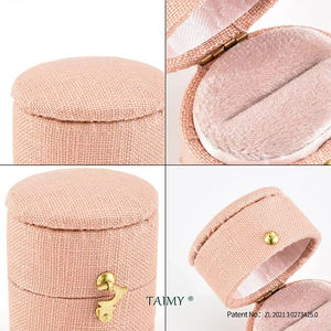 TAIMY Mini boîte à bagues en lin Style minimaliste européen boîte à bijoux personnalisée haut de gamme de couleur unie ovale petite boîte à bagues - Product Image 6