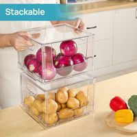 Lot de 2 boîtes de rangement pliables, portables, transparentes en PET, empilables, hermétiques, anti-fuite, résistantes au congélateur, écologiques, sans BPA, 5L, pour la maison