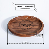 Plateau de présentation de bijoux en bois, plateau rond en bois gravé pour le jour du mariage, plateau à alliances en bois rond