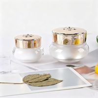 Pot cosmétique en verre avec couvercle rose doré, vide, pour crème visage, emballage pour soins de la peau