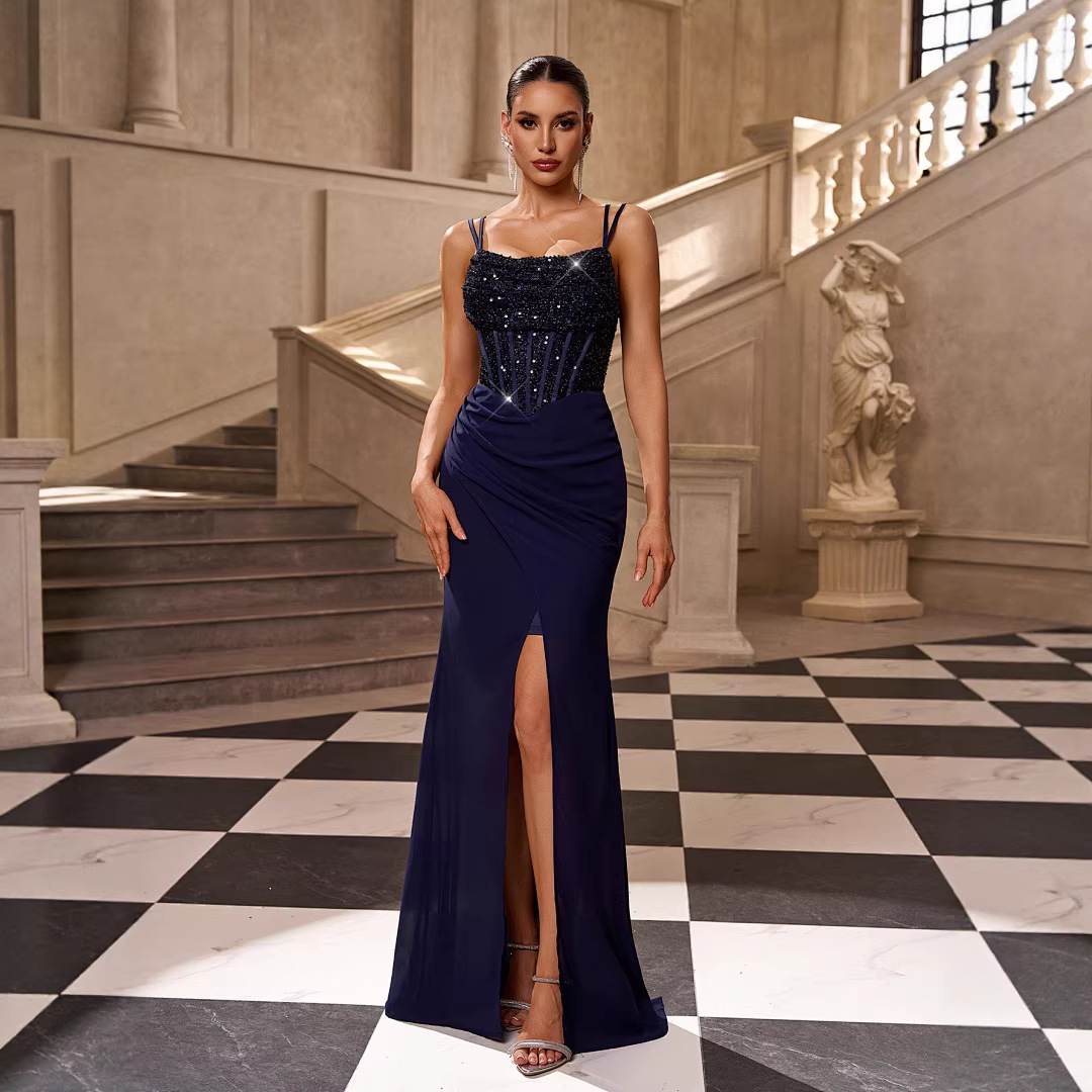 princess polly baby blue dress Tiffanys Sassy Royal Blue Sparkly Fitted Prom Dress with Slit main image 1