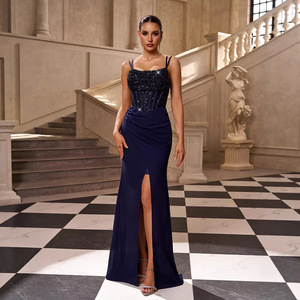 open lace back dress Dark Green One Sleeve Sparkly Sequin Mermaid Prom Dress