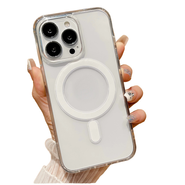 Clear Magnetic Phone Case for iPhone 17 Pro Max 16 E 15 14 13 12 Printing Magnetic Ring Design Anti-Yellowing Shockproof Cover
