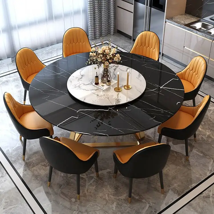 Marmor Esstisch Juegos De Mesa Comedor Mesas de Jantar Dining Room Table Sets Round Marble Rotating Dining Table